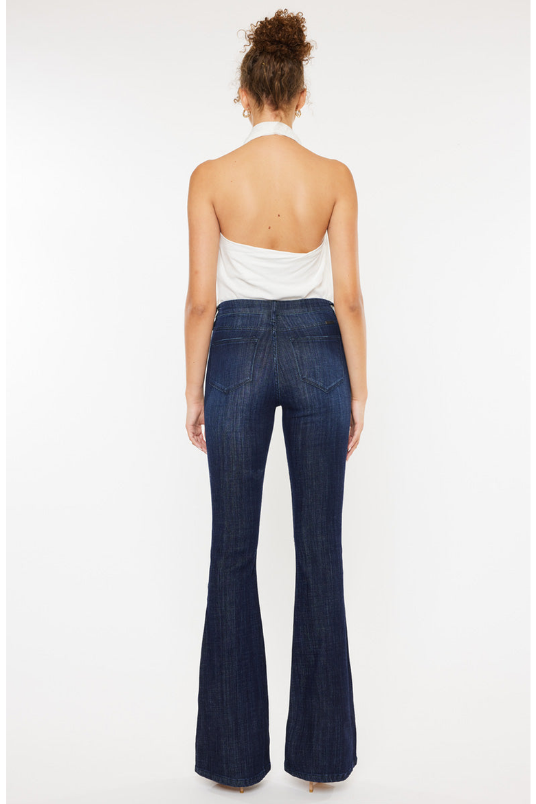 Celestine Mid Rise Flare Jeans, Alternate, color, Super Dark Wash