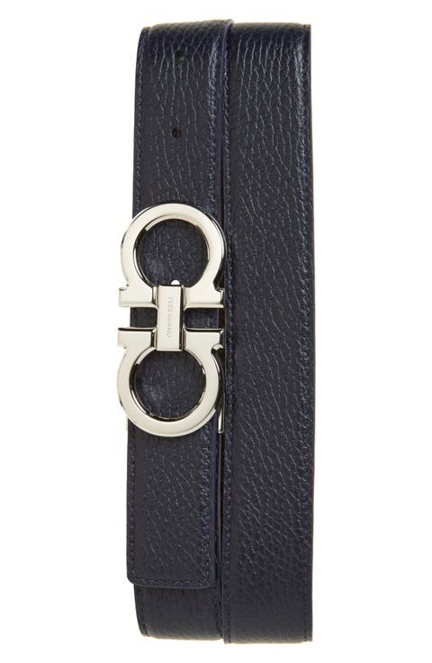 Reversible Double Gancio Leather Belt