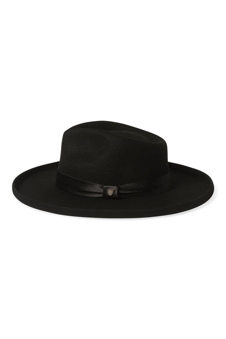 Victoria Felted Wool Fedora, Alternate, color, BLACK/ BLACK SATIN