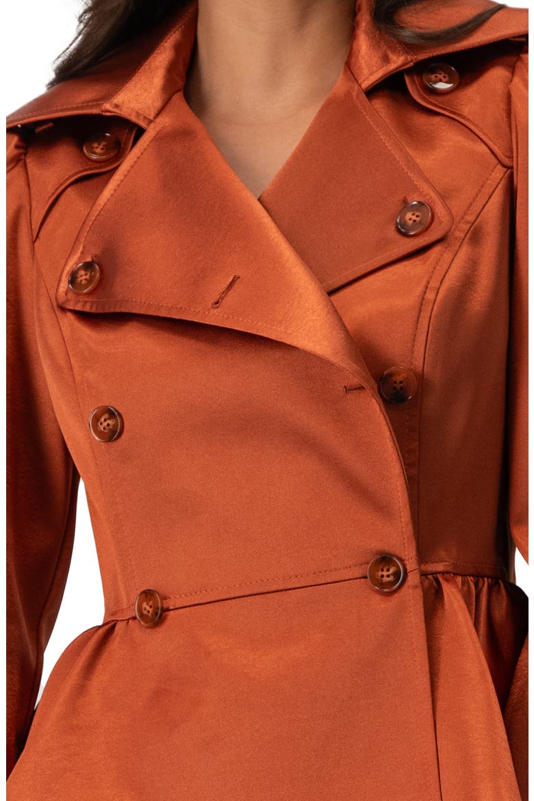 Short Double-Breasted Trench Coat, Alternate, color, Chedron