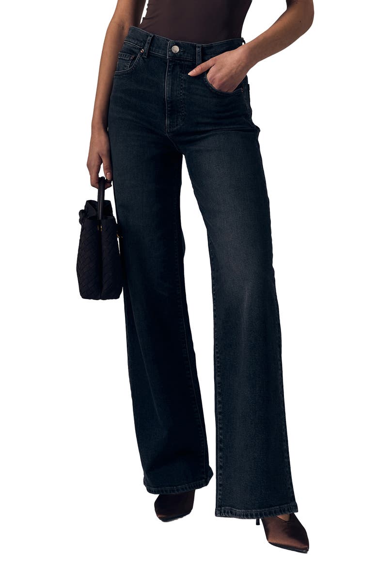 Column High Waist Wide Leg Jeans, Main, color, FADE TO BLACK