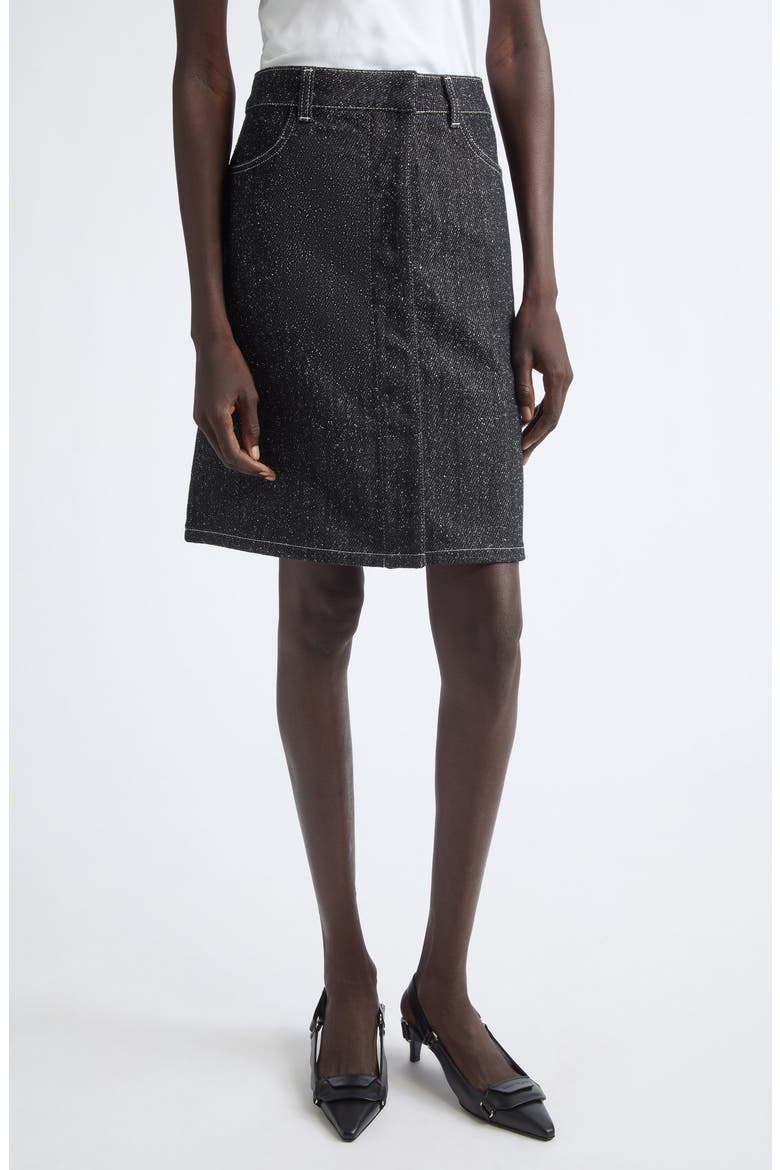 Denim Tweed Pencil Skirt, Main, color, BLACK/ HERITAGE WHITE