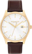 COACH Oliver Leather Strap Watch, 41mm
