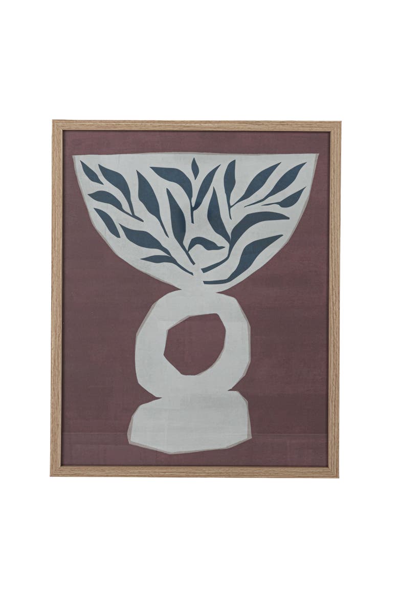Reclaimed Wood and Glass Wall Art with Vase and Leaves, Multicolor, Alternate, color, Multicolor