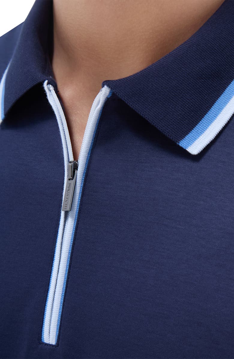 Bugatchi Tipped Quarter Zip Polo, Alternate, color, Navy