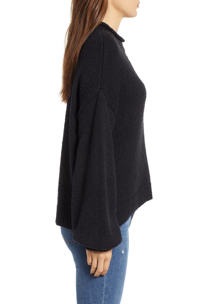 Balloon Sleeve Sweater, Alternate, color, BLACK