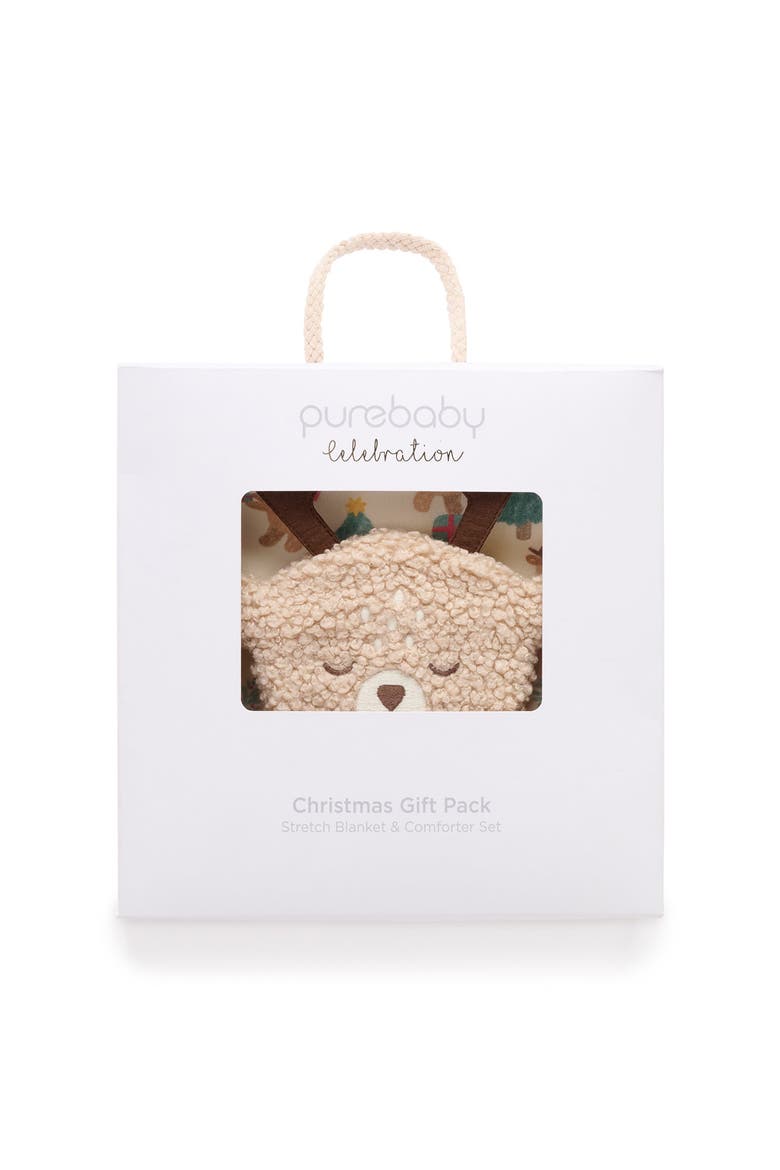 Christmas Stretch Blanket & Lovey Toy, Alternate, color, Deer Christmas Print