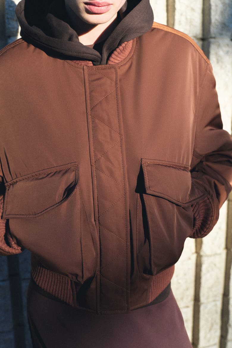 Padded Bomber Jacket, Alternate, color, Dark brown