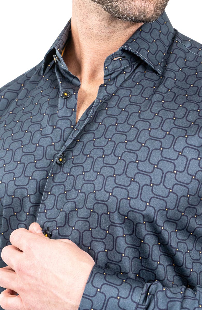 Maceoo Fibonacci Battleship Grey Contemporary Fit Button-Up Shirt, Alternate, color, 