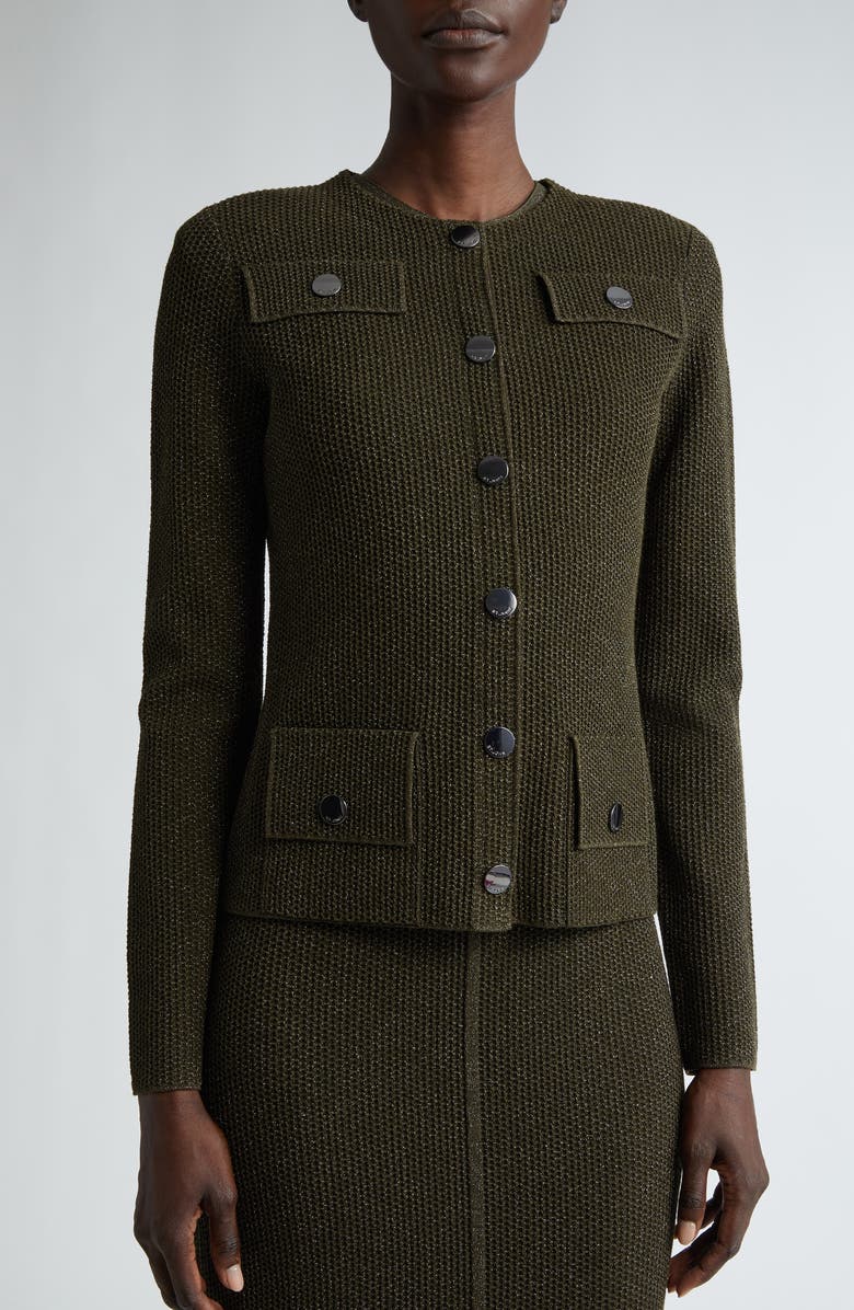 St. John Collection Two-Layer Stretch Mesh Crop Jacket, Alternate, color,