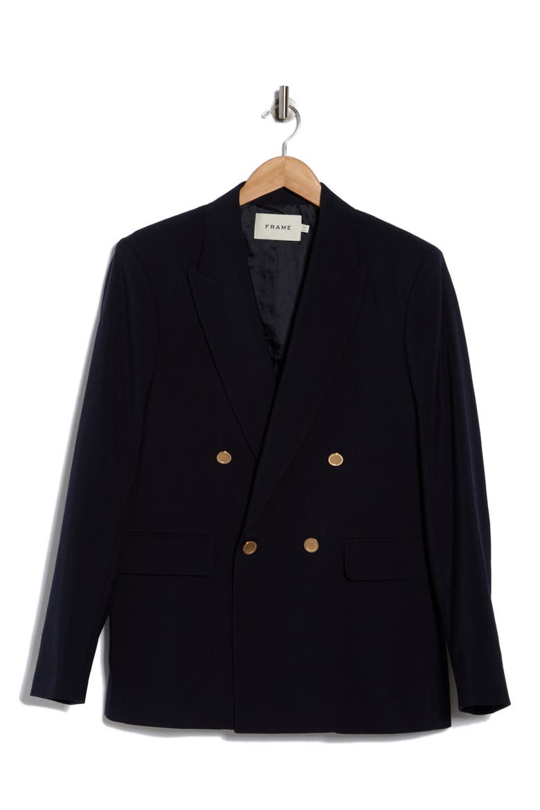 Double Breasted Wool Blazer, Main, color, DARK NAVY
