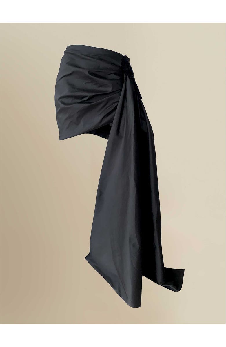 Contessa Mills Sanderson Luxurious Asymmetrical Taffeta Skirt, Main, color, Black