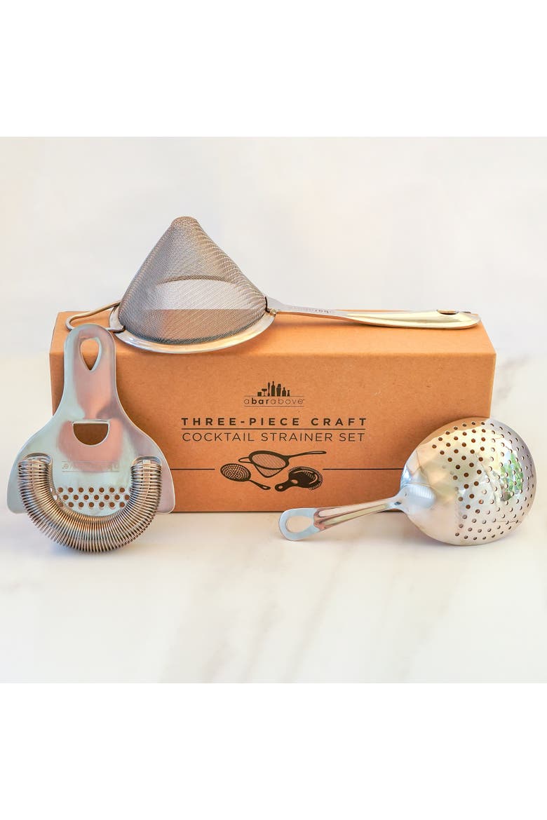 3-Piece Cocktail Strainer Set, Alternate, color, Stainless Steel