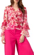IVONNE Straight Long Sleeve Blouse with Ruffles