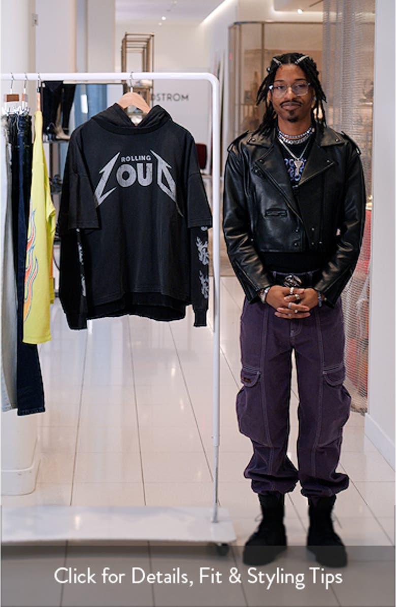 Metal Layered Cotton Blend Graphic Hoodie, sales video thumbnail