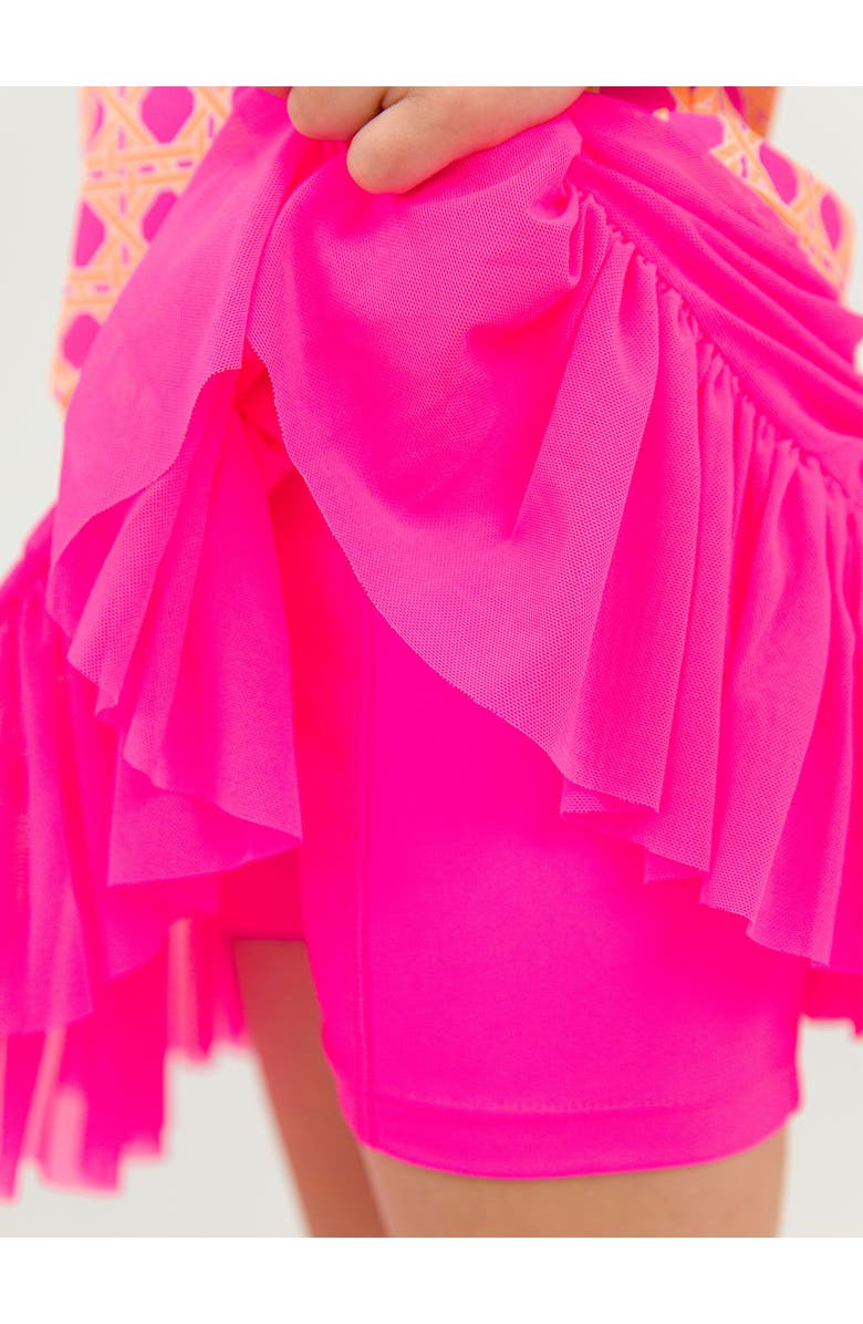RuffleButts Toddler Girls UPF50+ Active Tulle Skort, Alternate, color, Neon Magenta
