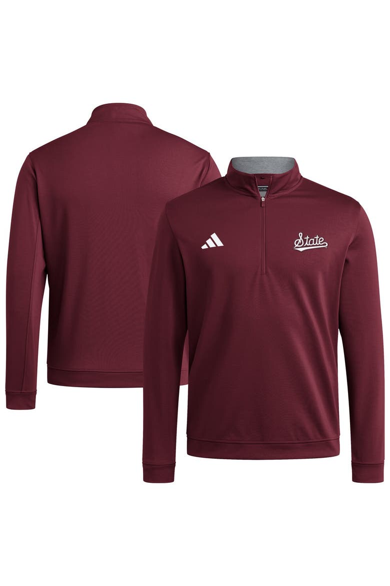 Men's adidas Maroon Mississippi State Bulldogs Elevated Tri-Blend Quarter-Zip Pullover, Main, color, Maroon
