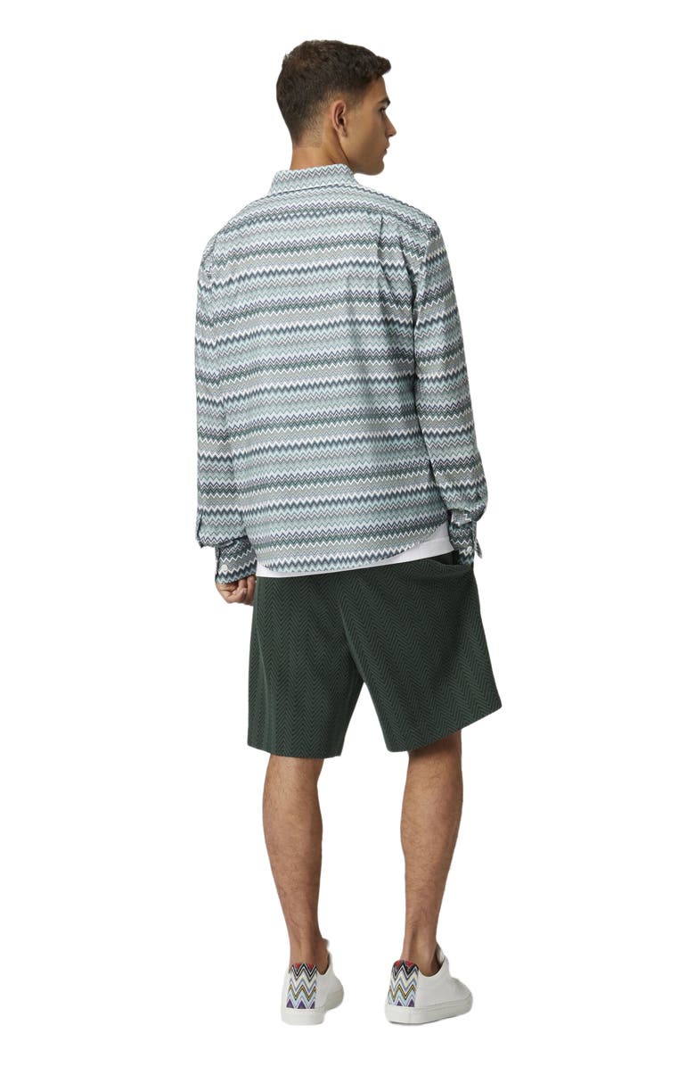 Missoni Zig Zag Cotton Poplin Shirt With Breast Pocket, Alternate, color, Green
