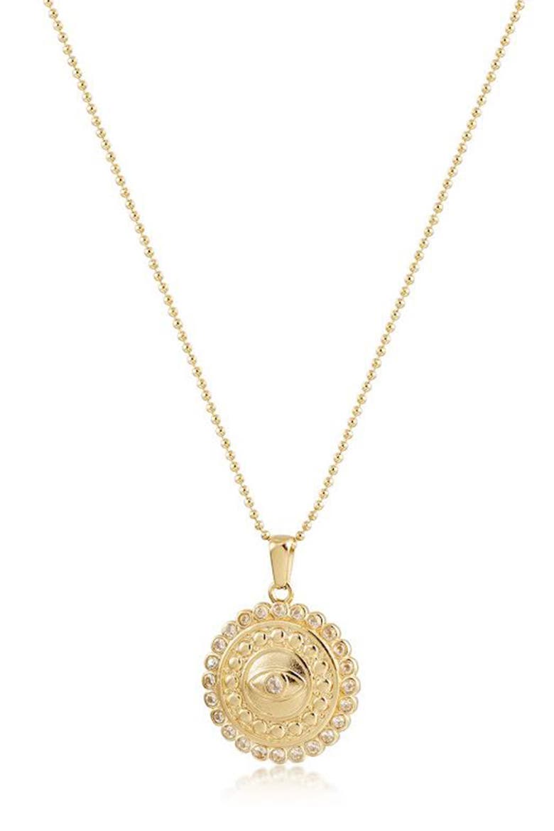Evil Eye Medallion Ball Chain Necklace, Main, color, GOLD