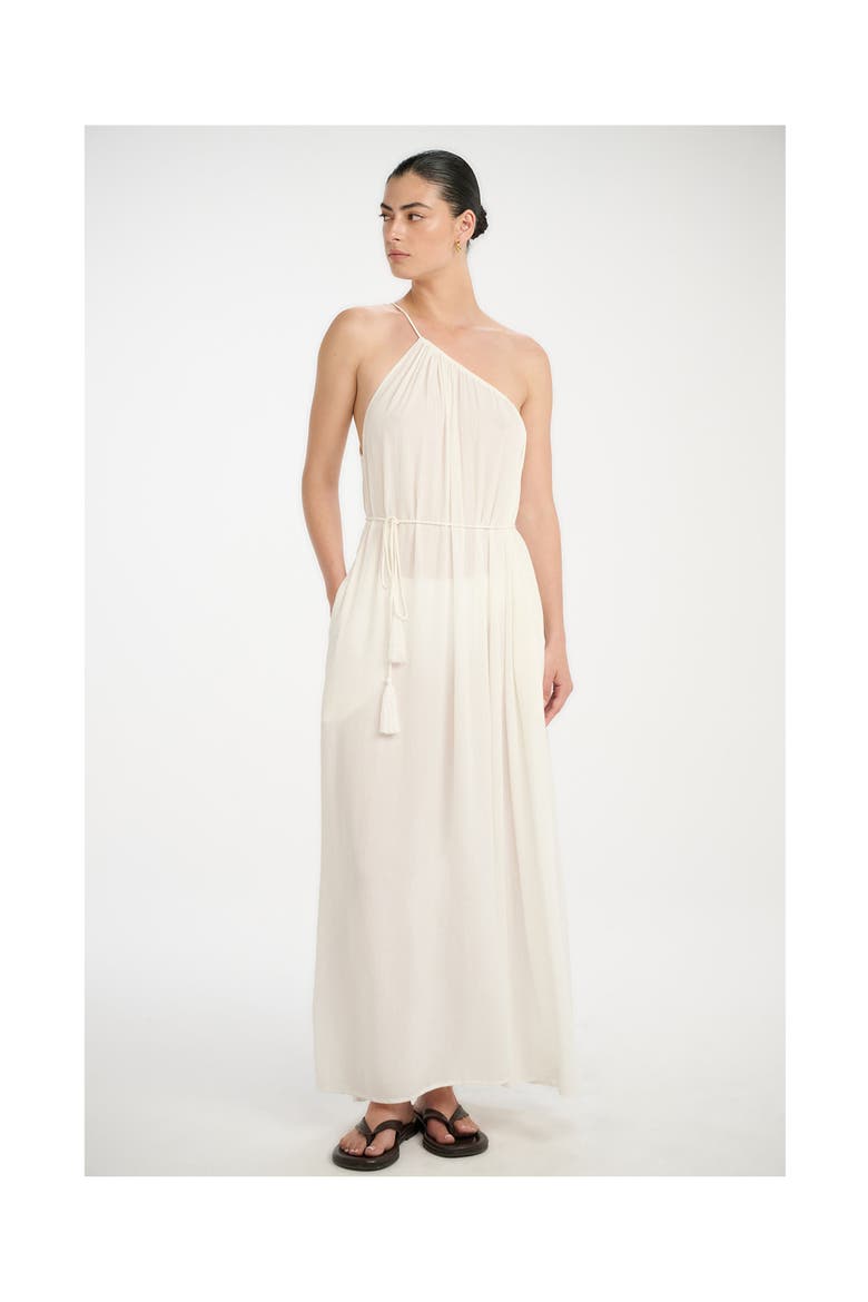 Resort One Shoulder Maxi Dress Cover-Up, Alternate, color, White
