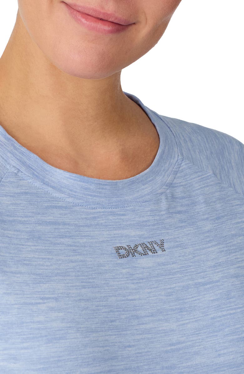 DKNY Short Sleeve Wide Leg Pajamas, Alternate, color, Heather Blue