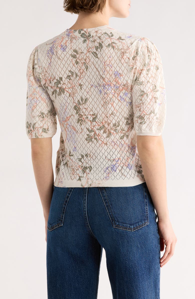 Ellen Tracy Pointelle Stitch Sweater, Alternate, color, Spring Floral