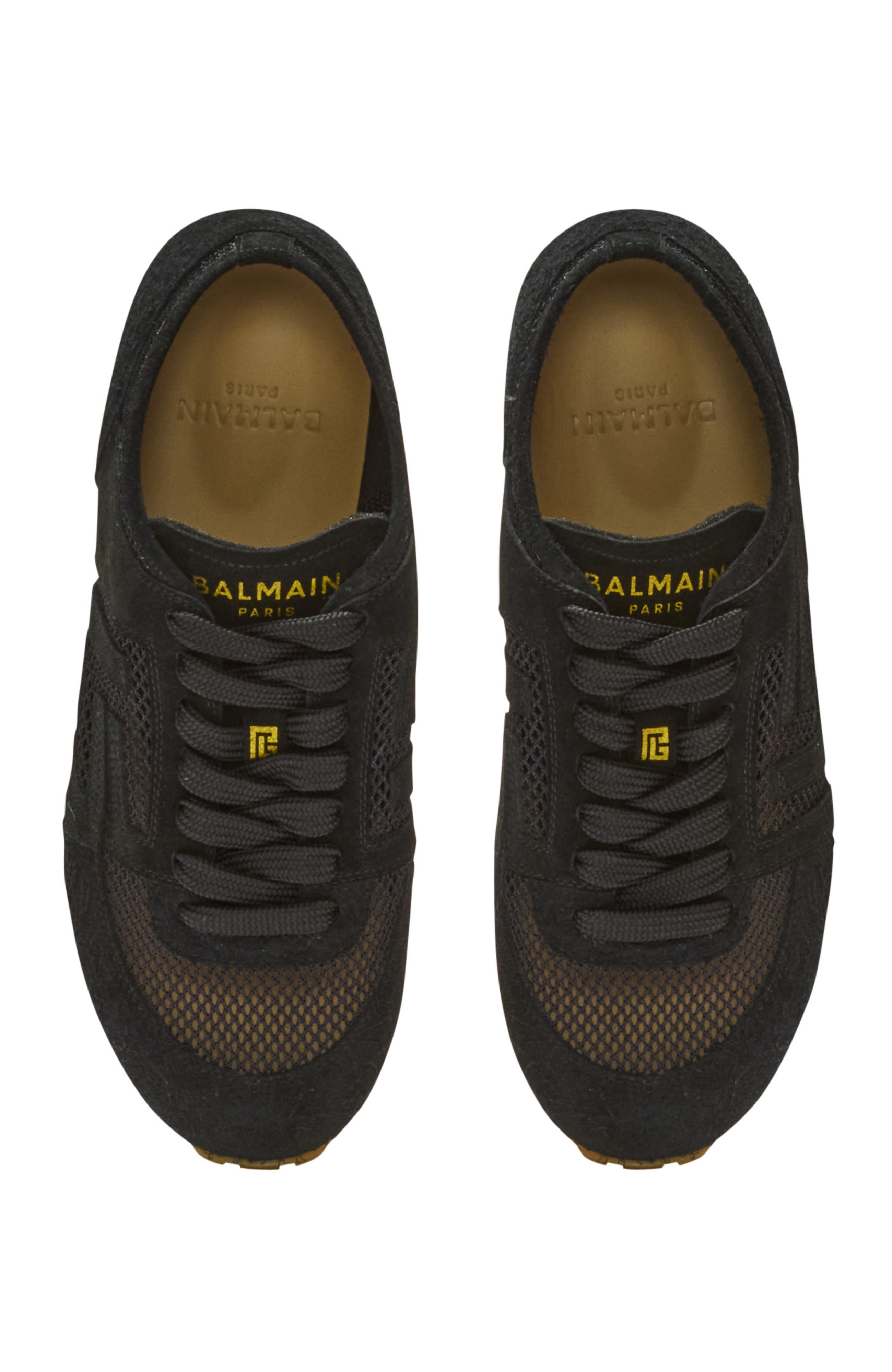 Balmain Racer 45 trainers in calfskin, suede and nylon, Alternate, color, Black