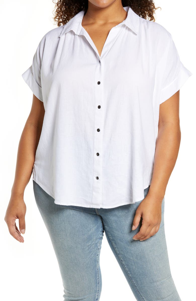 Caslon<sup>®</sup> Linen Blend Camp Shirt, Main, color,