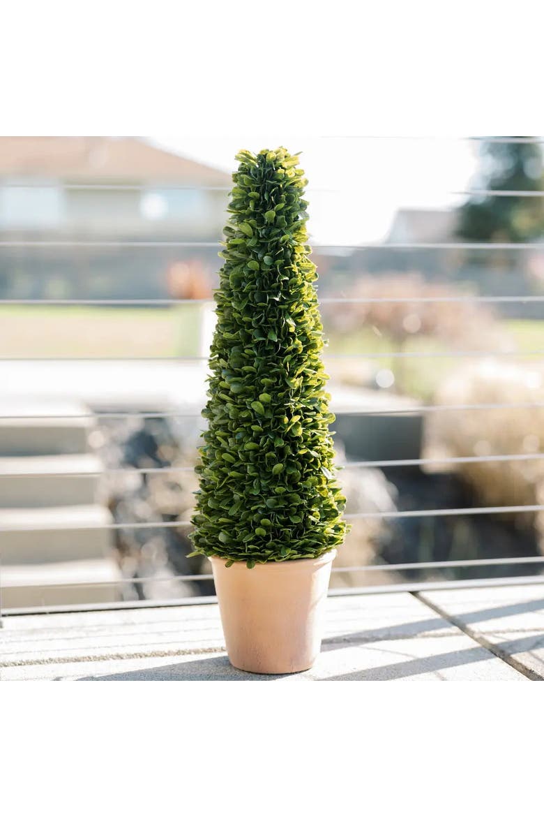 24" Artificial Boxwood Plant in Tapered Pot, Alternate, color, Green