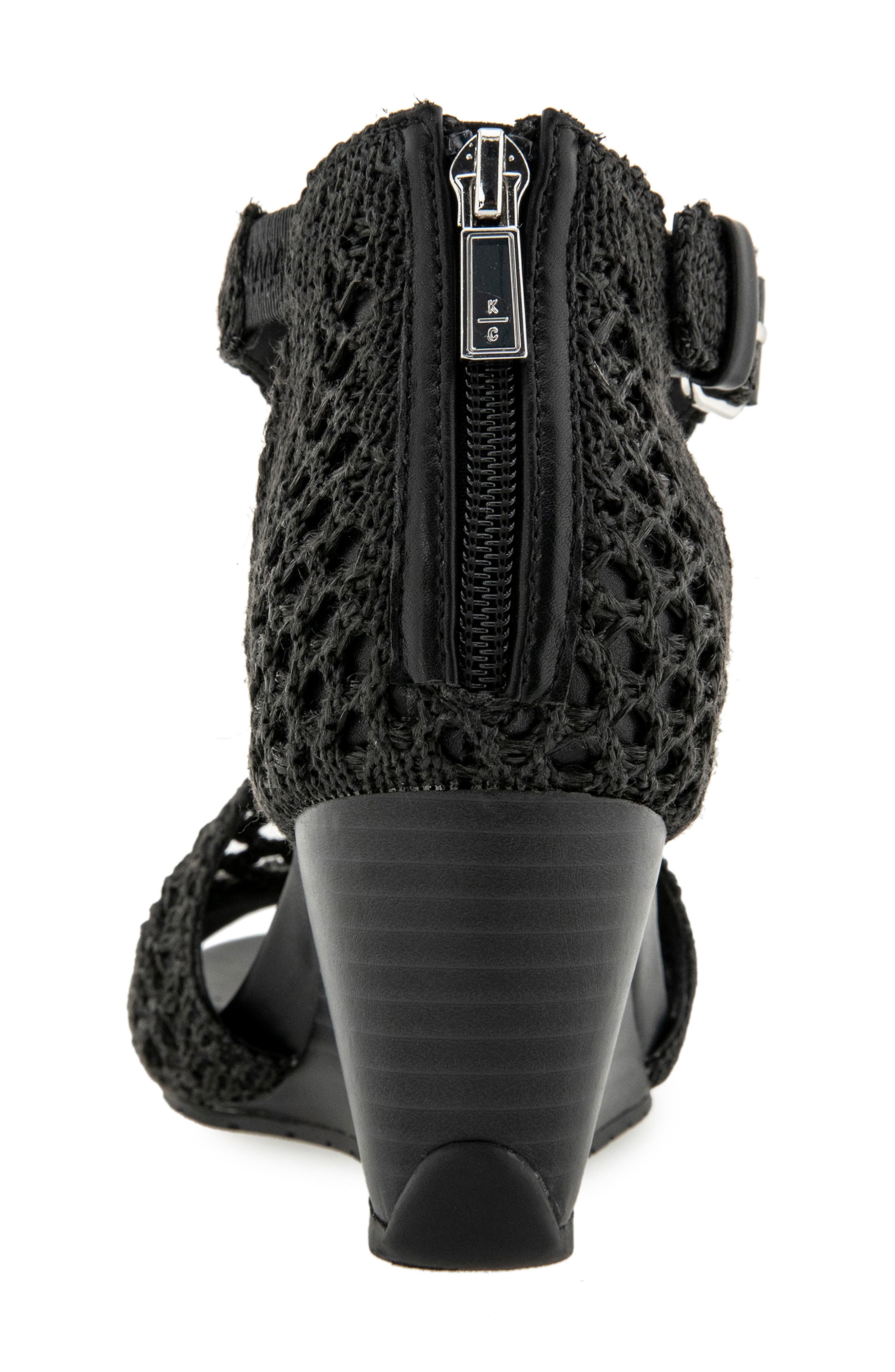 Reaction Kenneth Cole Gracie Wedge Sandal, Alternate, color, Black Raffia