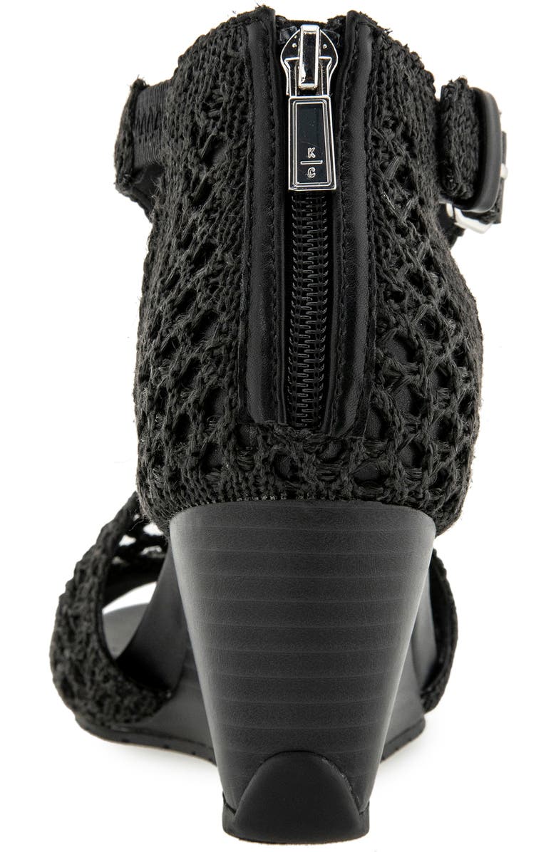 Reaction Kenneth Cole Gracie Wedge Sandal, Alternate, color, Black Raffia