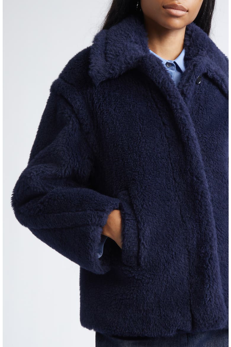 Fuggito Alpaca, Virgin Wool & Silk Blend Teddy Coat, Main, color, ULTRAMARINE