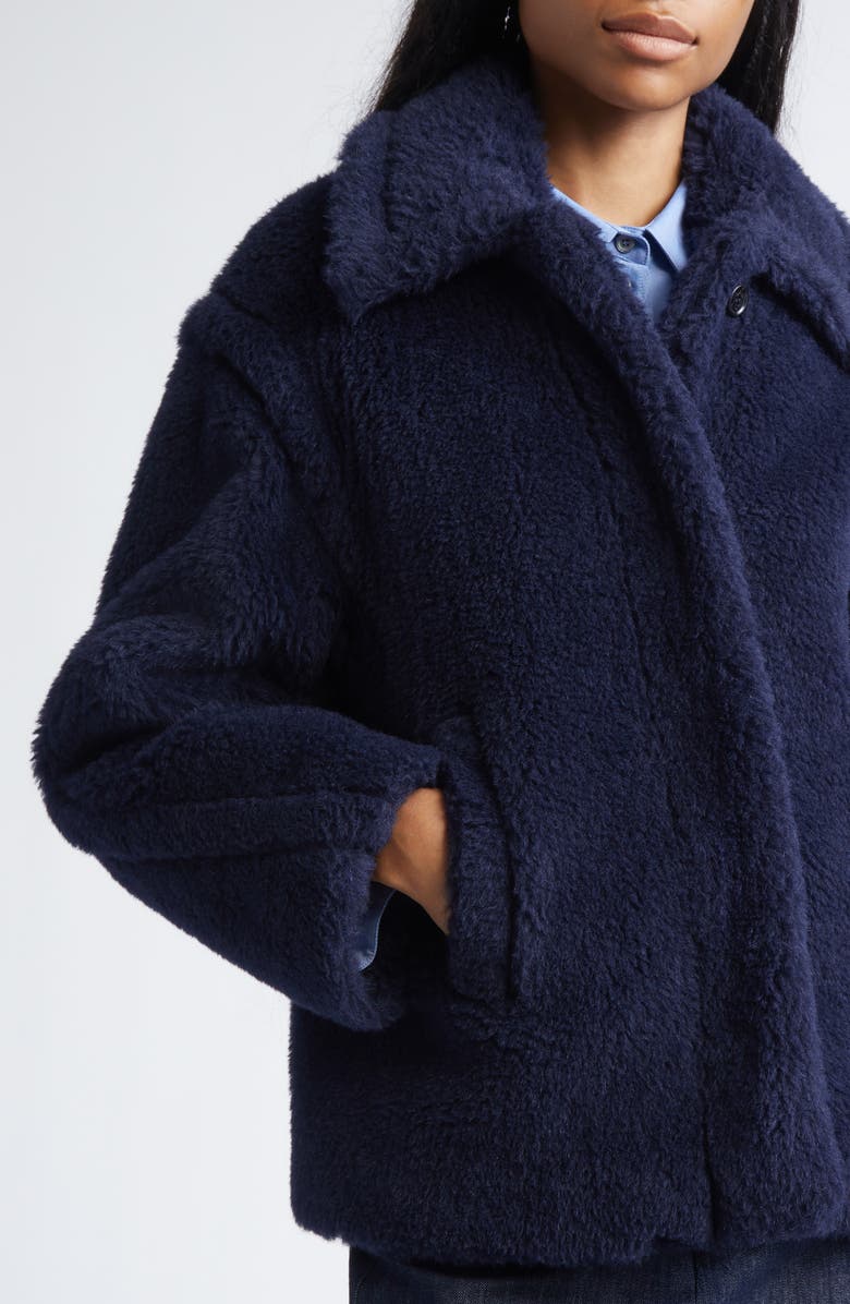 Max Mara Fuggito Alpaca, Virgin Wool & Silk Blend Teddy Coat, Main, color, Ultramarine