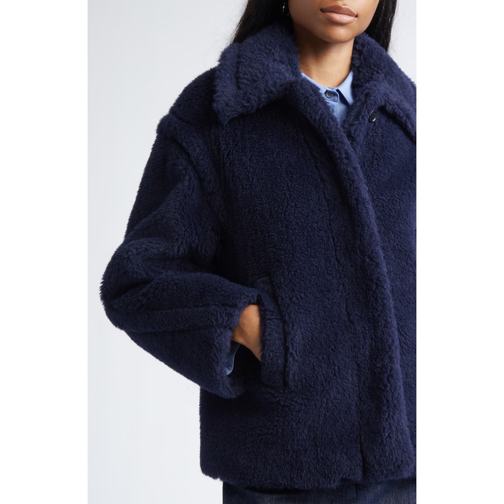 Max Mara Fuggito Alpaca, Virgin Wool & Silk Blend Teddy Coat In Blue