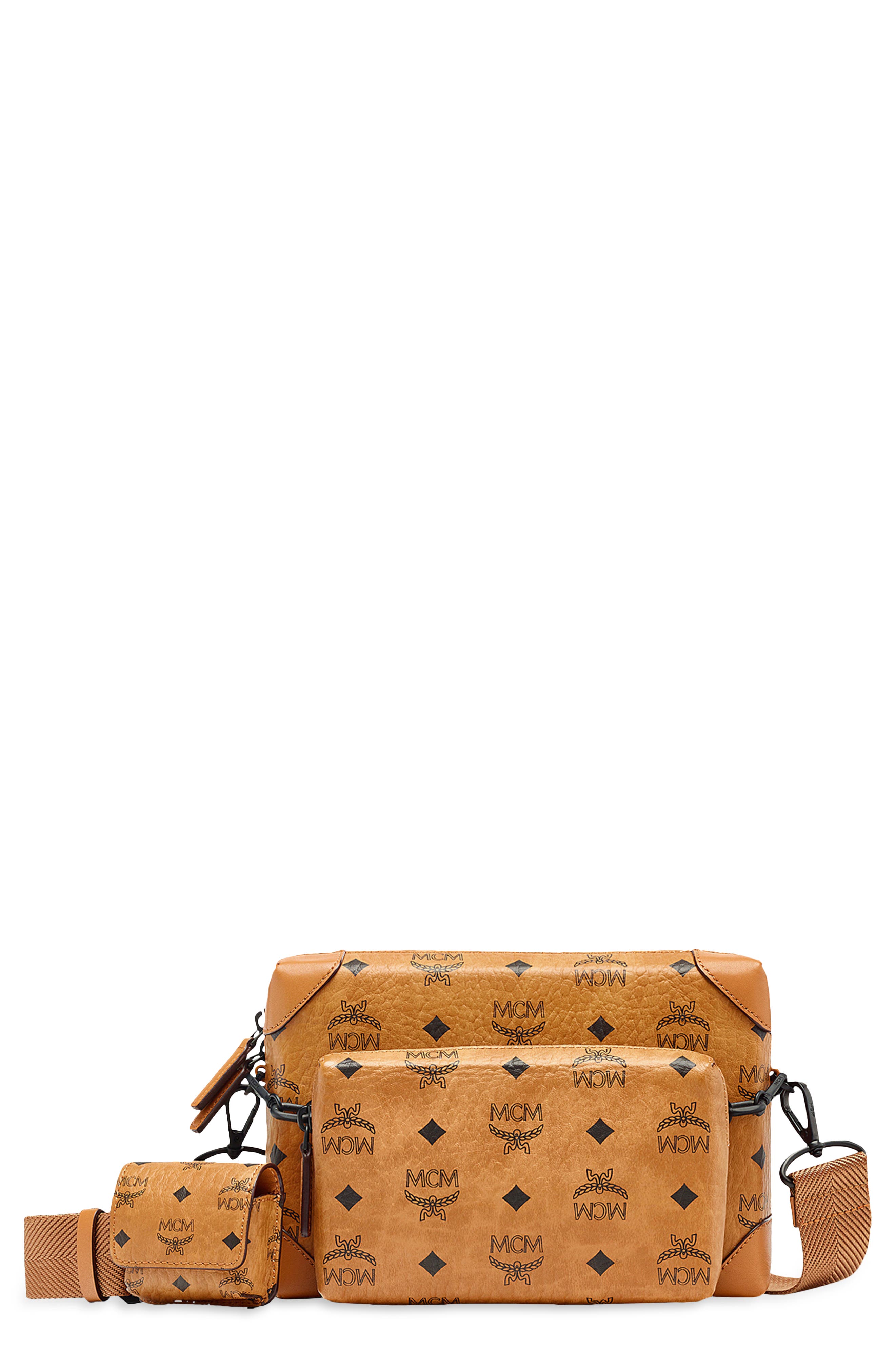 Berlin Visetos Coated Canvas Crossbody Bag, Main, color, COGNAC