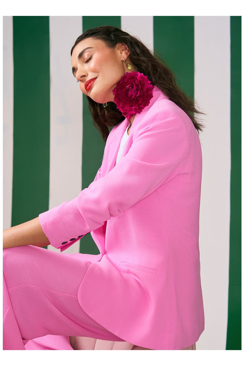 Ruched Sleeve Blazer, Alternate, color, BRIGHT PEONY
