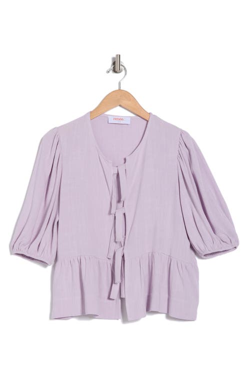 Renee C Tie Front Peplum Top In Lavender