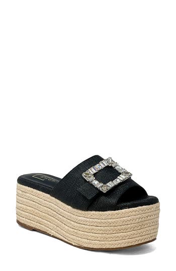Shushop Kelly Jute Platform Sandal In Black
