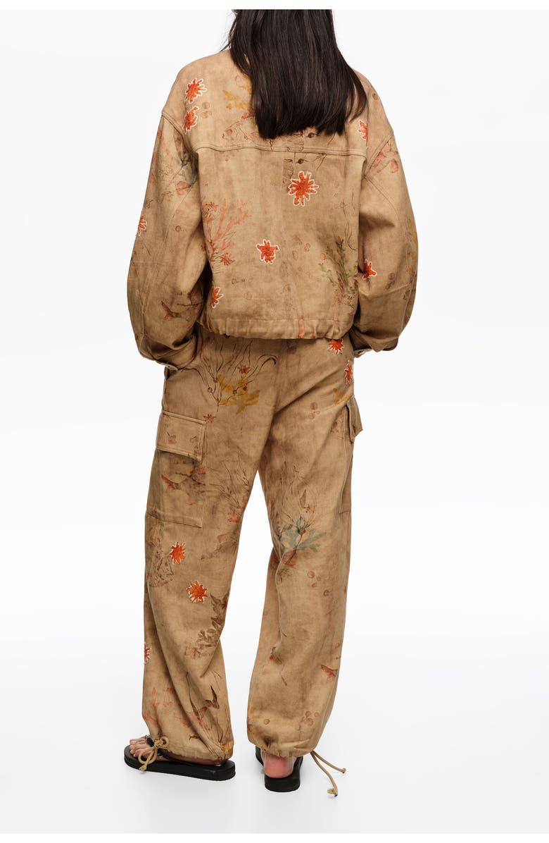 Bimba y Lola Cargo Trousers With Stitching And Patches, Alternate, color, Underwater Garden