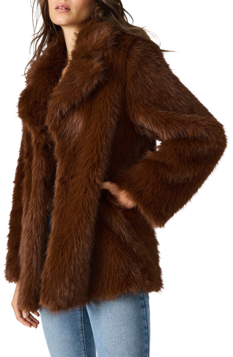Steve Madden Kindra Faux Fur Coat, Alternate, color, Brown