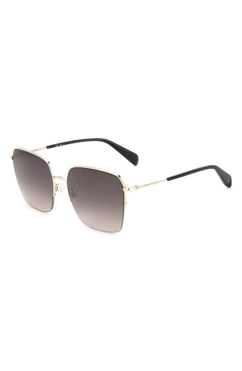rag & bone 58mm Square Sunglasses, Alternate, color, Gold/ Brown Gradient