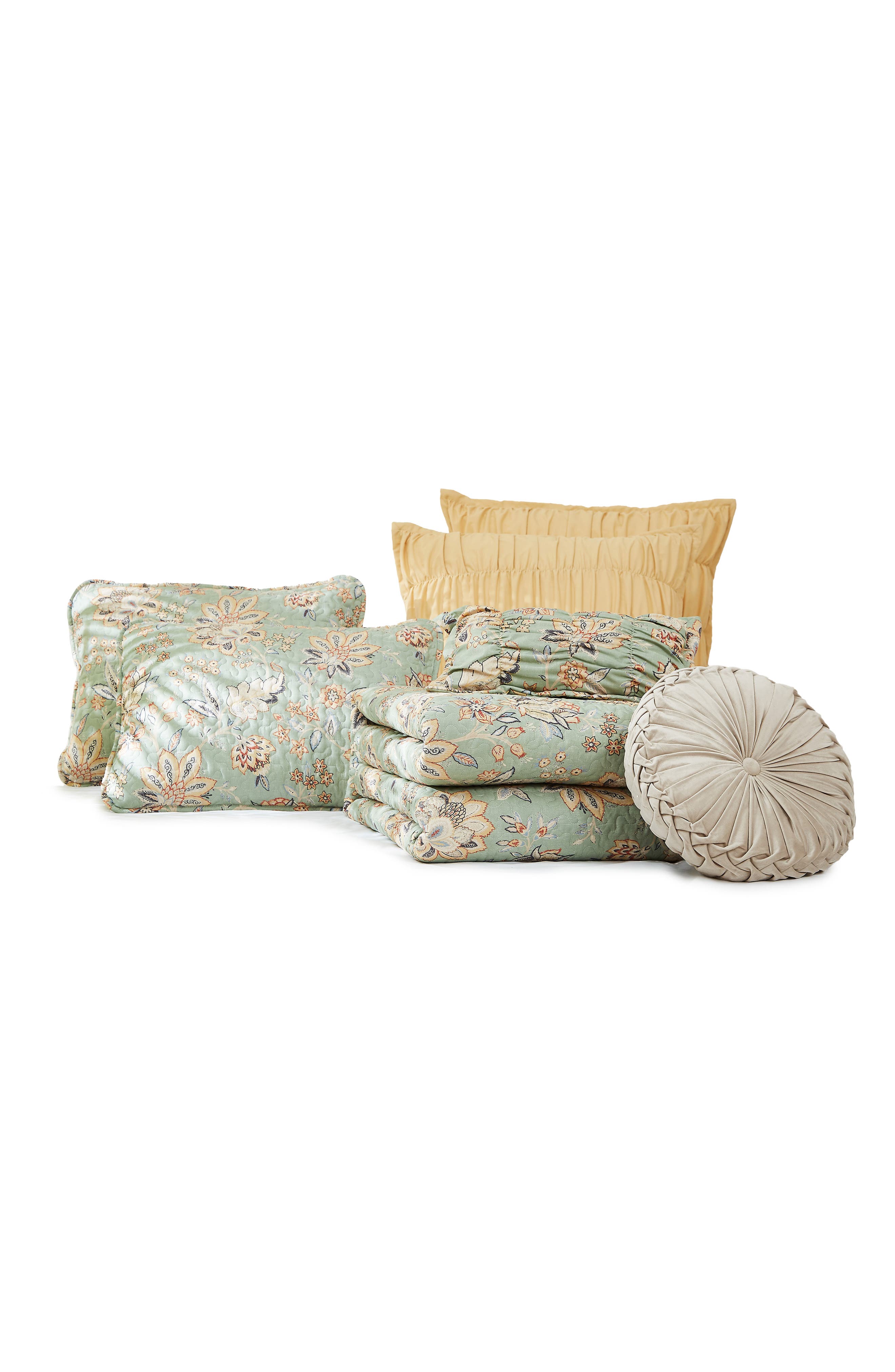 SOUTHSHORE FINE LINENS Jacobean Willow 7-Piece Oversized Quilt Bedding Set