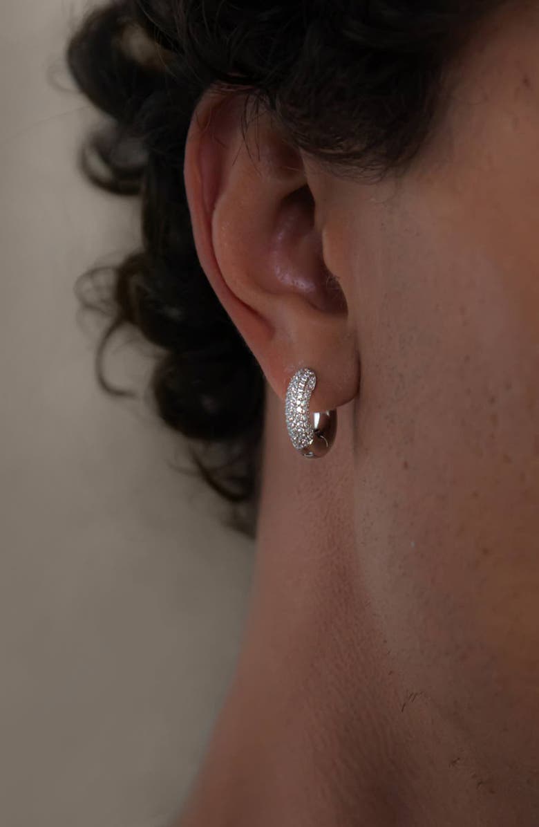 YOJ Pave Huggie Hoop In Silver, Alternate, color, Silver