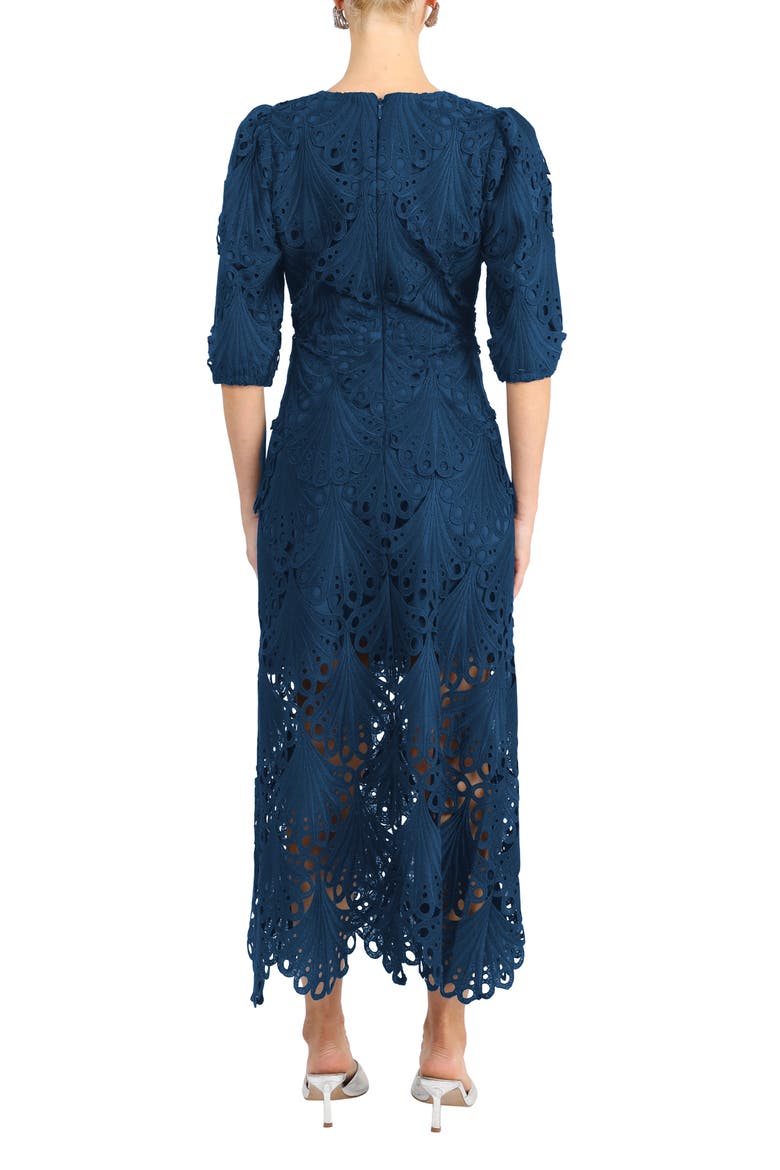 Kinsley Puff Sleeve Lace Midi Dress, Alternate, color, TEAL