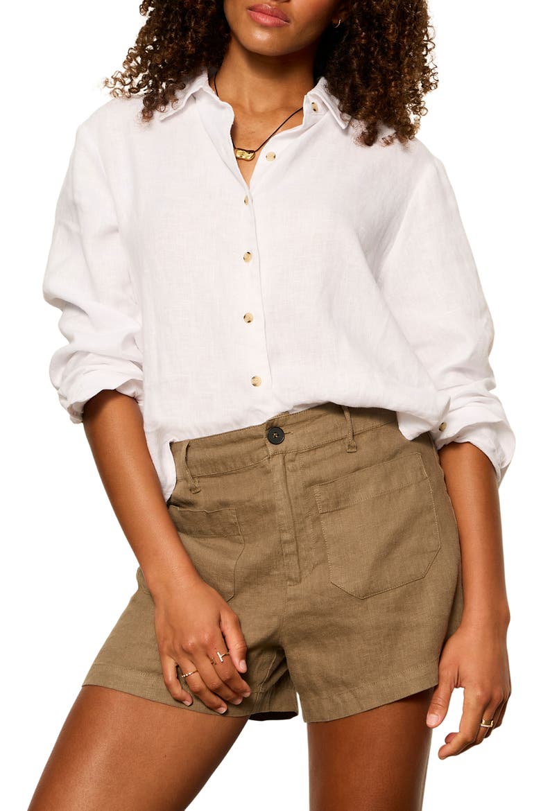 The Marine Linen Shorts, Alternate, color, TIMBER BROWN