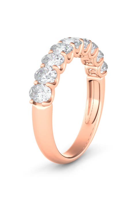 Half Oval Cut Lab Created Diamond 18K Gold Eternity Ring