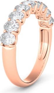HauteCarat Half Oval Cut Lab Created Diamond 18K Gold Eternity Ring
