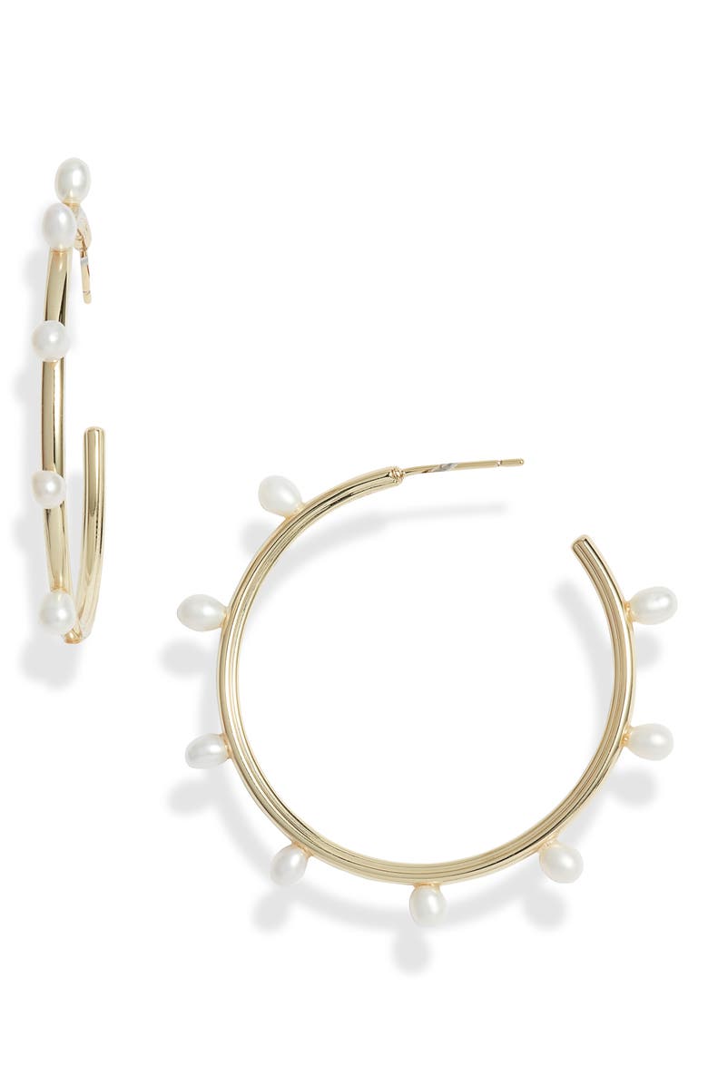 Kendra Scott Leighton Freshwater Pearl Hoop Earrings, Main, color,