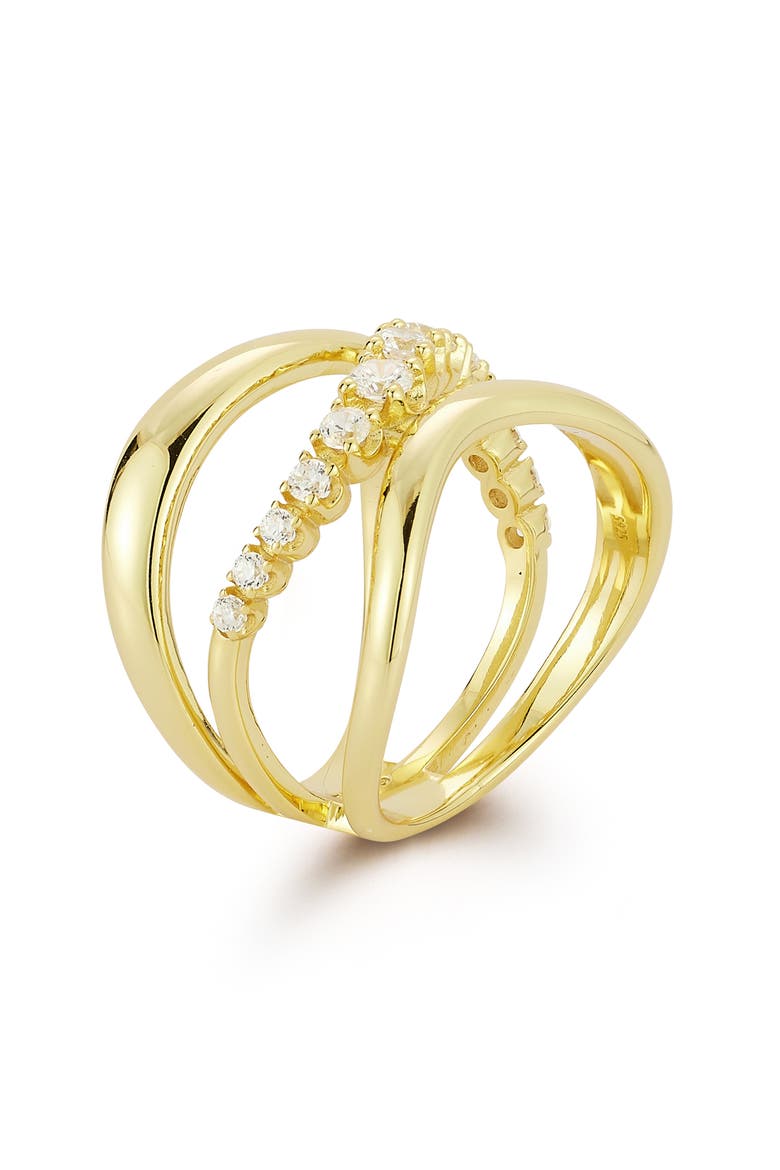 Stacked Wave Cubic Zirconia Ring, Alternate, color, GOLD