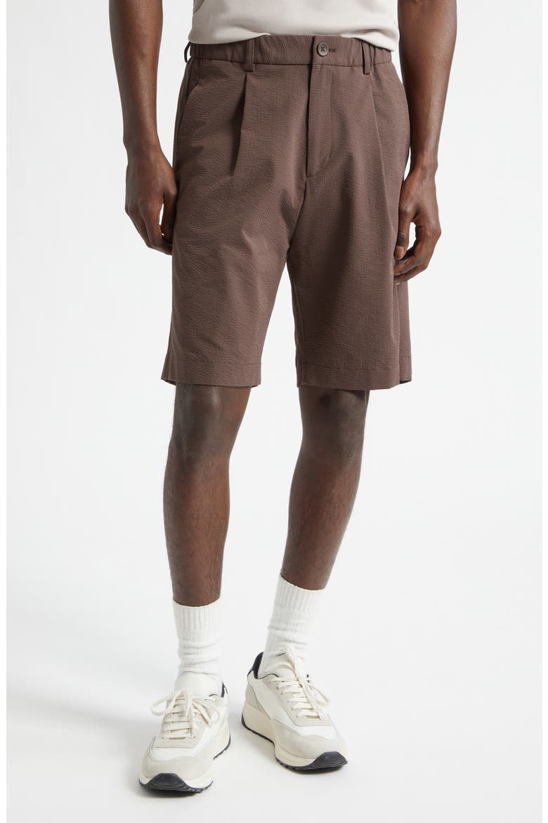 Seersucker Bermuda Shorts, Main, color, 8800 CHOCOLATE
